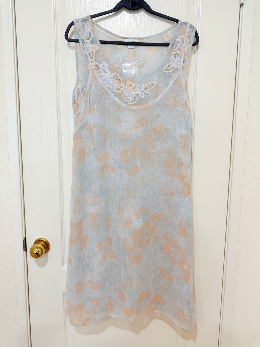 Sundance Moonshadow Beaded Embroidered Dress w/ Mesh Overlay PXL NWOT